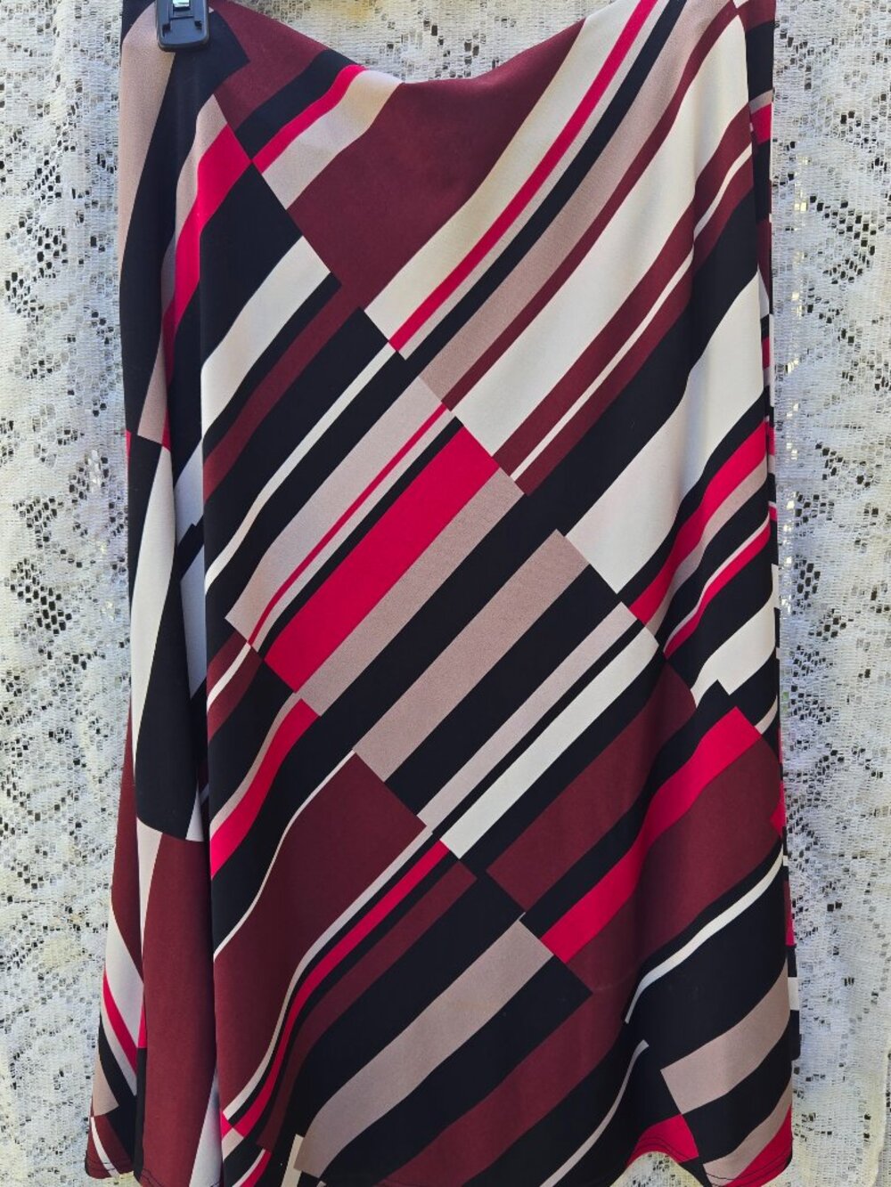 A-Line knit skirt in color blocks; Size Small; Lightweight - hand wash